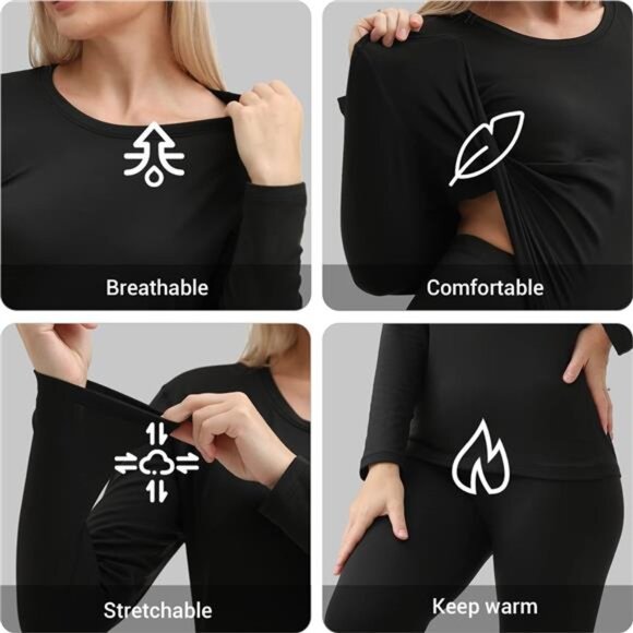 Women's Thermal Underwear Set – Ultra-Soft Long  Base Layer for Winter - Picture 5 of 7